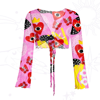 Purplehecate Evil Eye Heart Mesh Tie Front Top