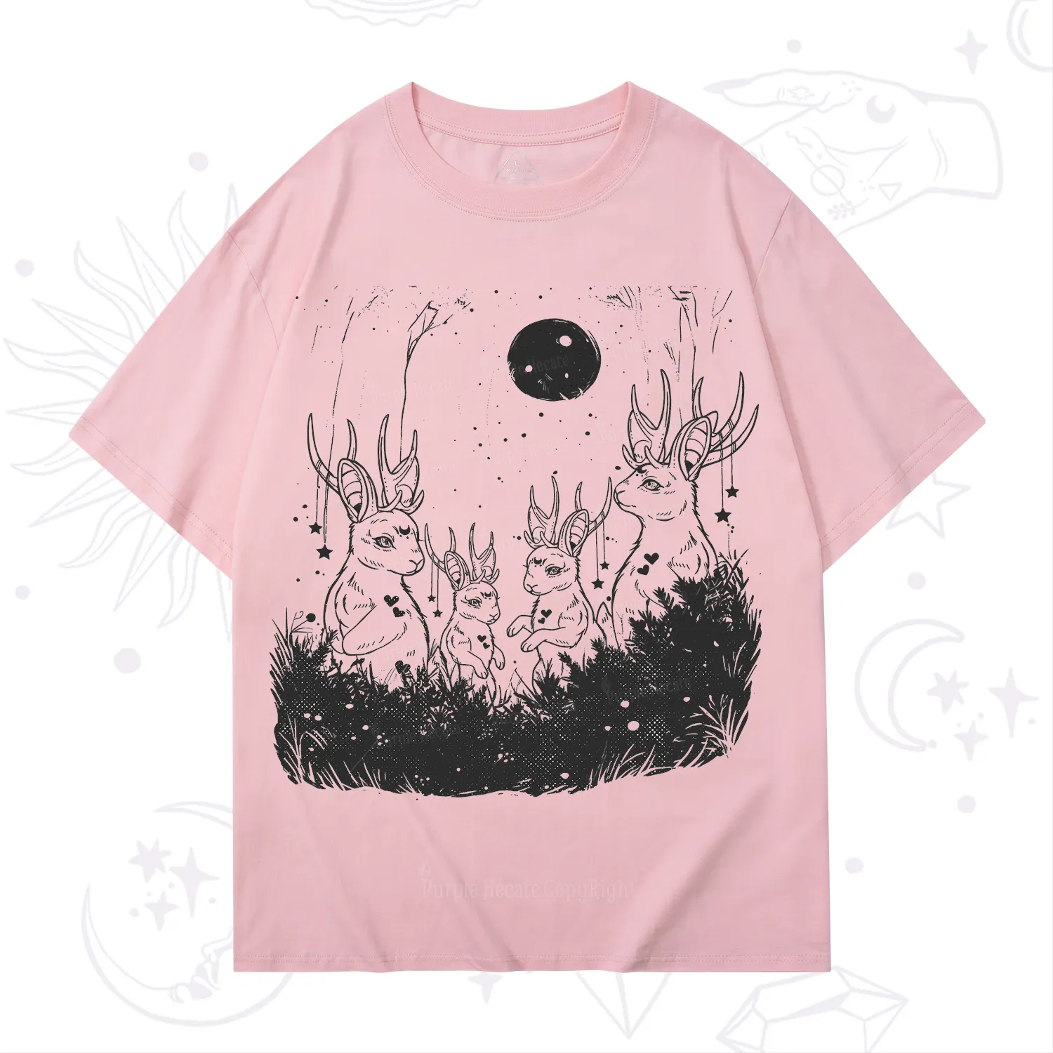 Purplehecate Moonlit Antler Bunny T-Shirt