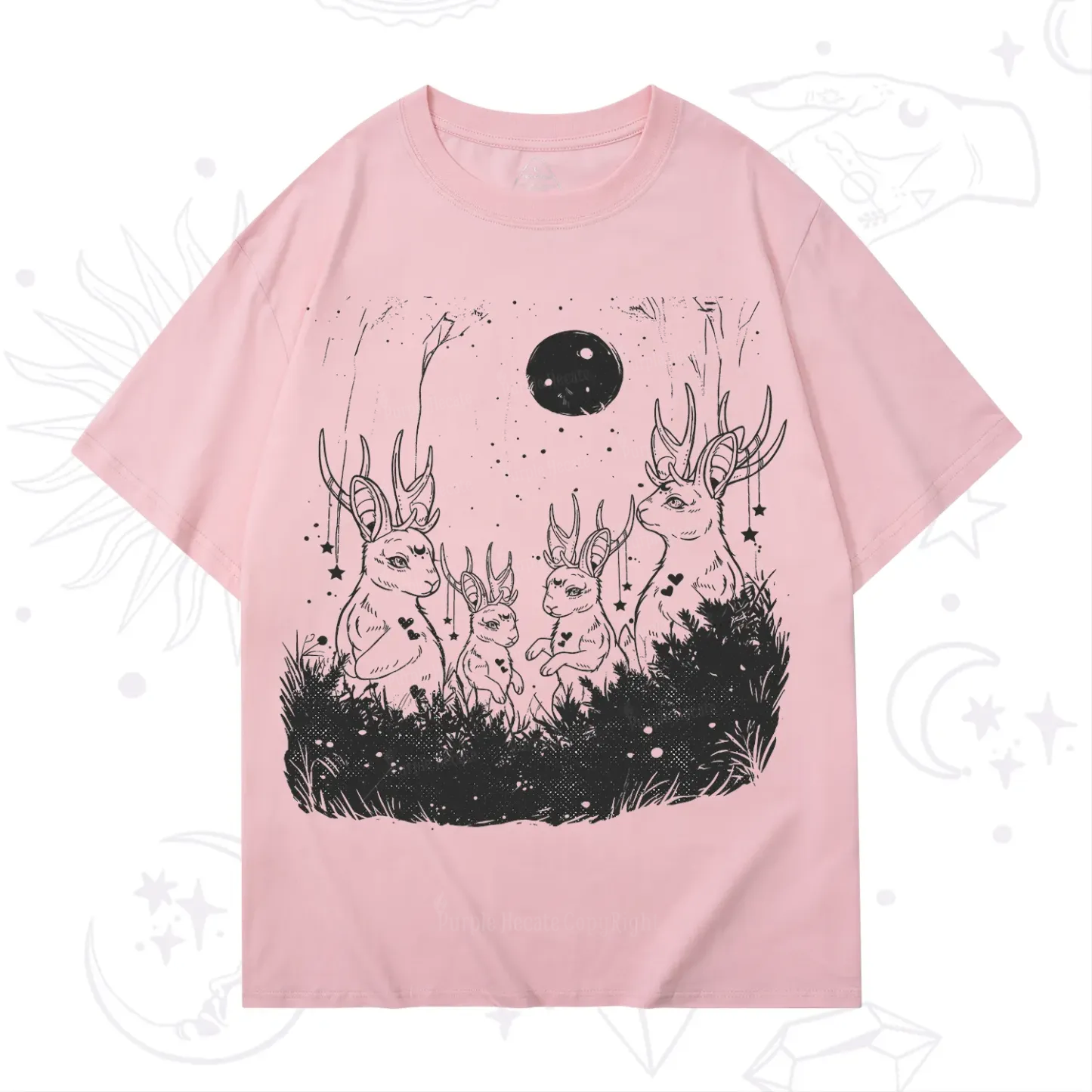 Purplehecate Moonlit Antler Bunny T-Shirt