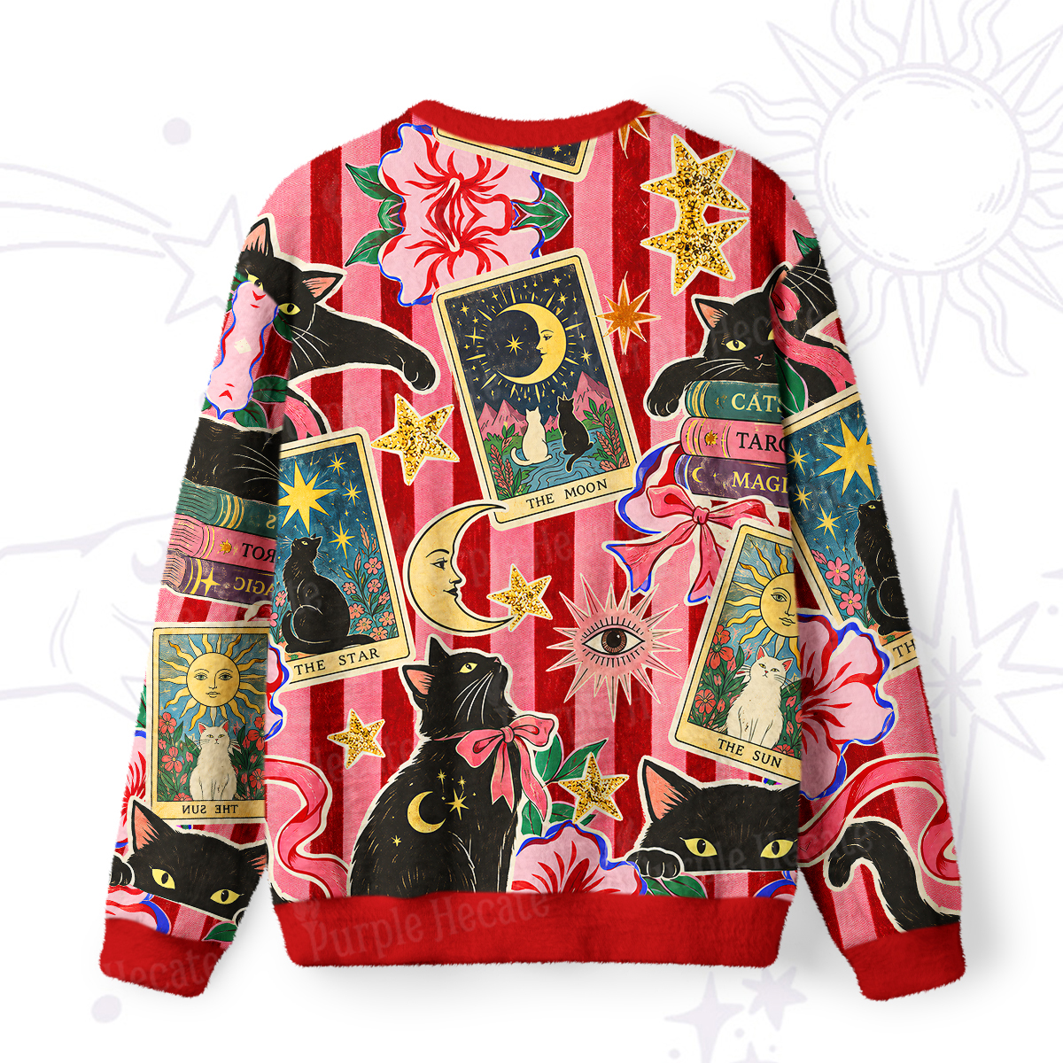 Purplehecate Cat Tarot Fuzzy Ugly Sweatshirt