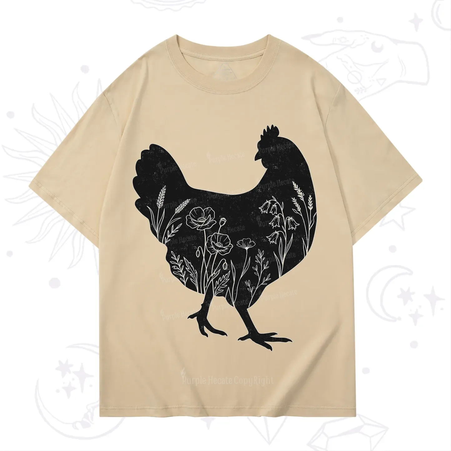 Purplehecate Floral Chicken T-Shirt