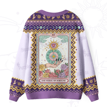 Purplehecate The Wheel of Fate Tarot Card Ugly Cardigan Sweaters