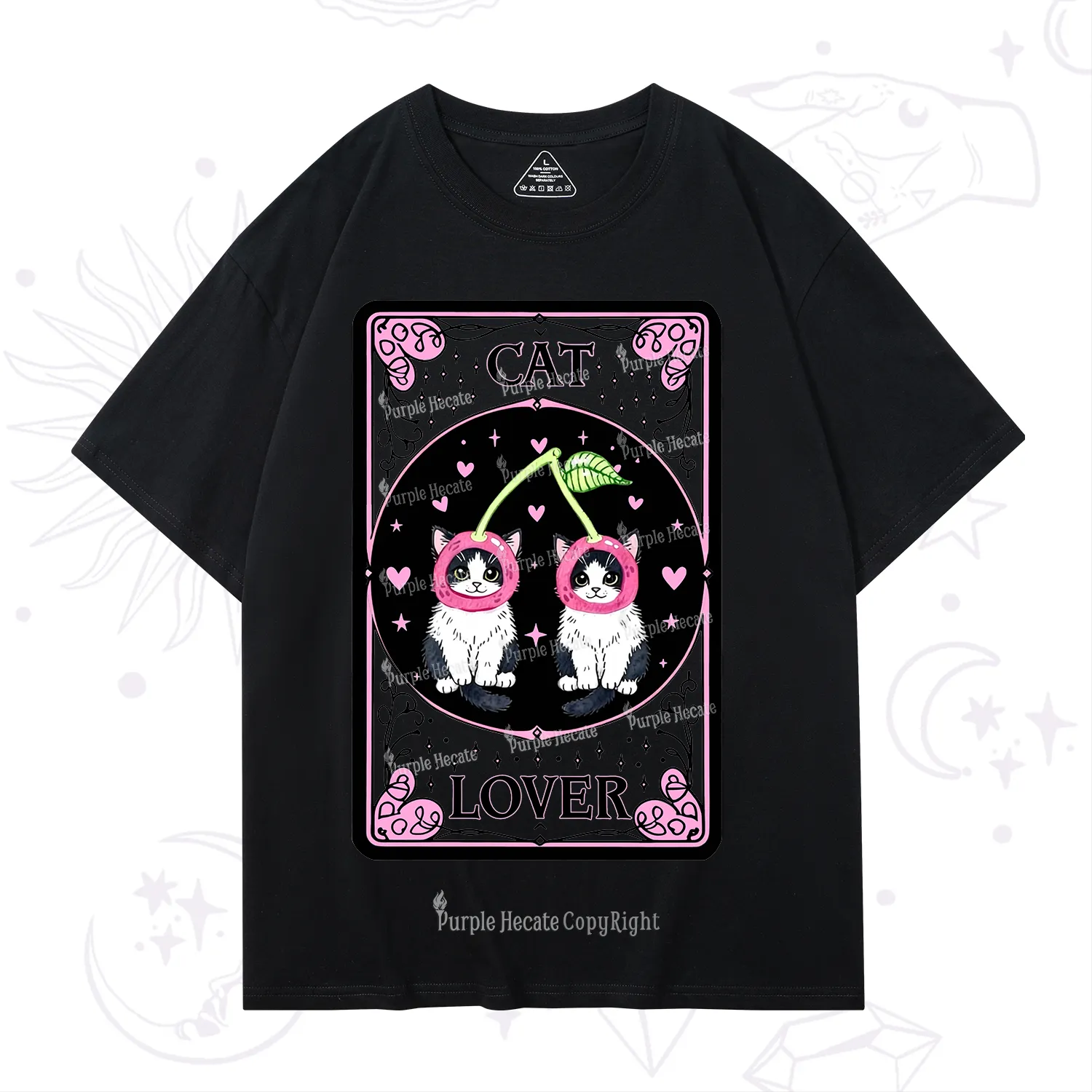 Purplehecate The Lovers Cherry Cat Tarot T-Shirt