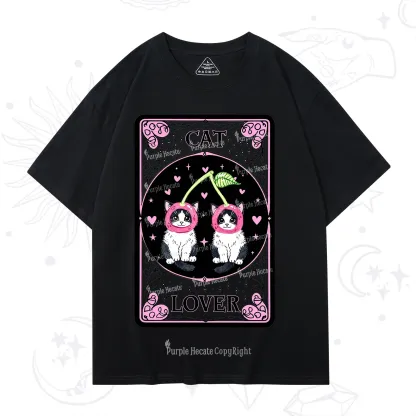 Purplehecate The Lovers Cherry Cat Tarot T-Shirt