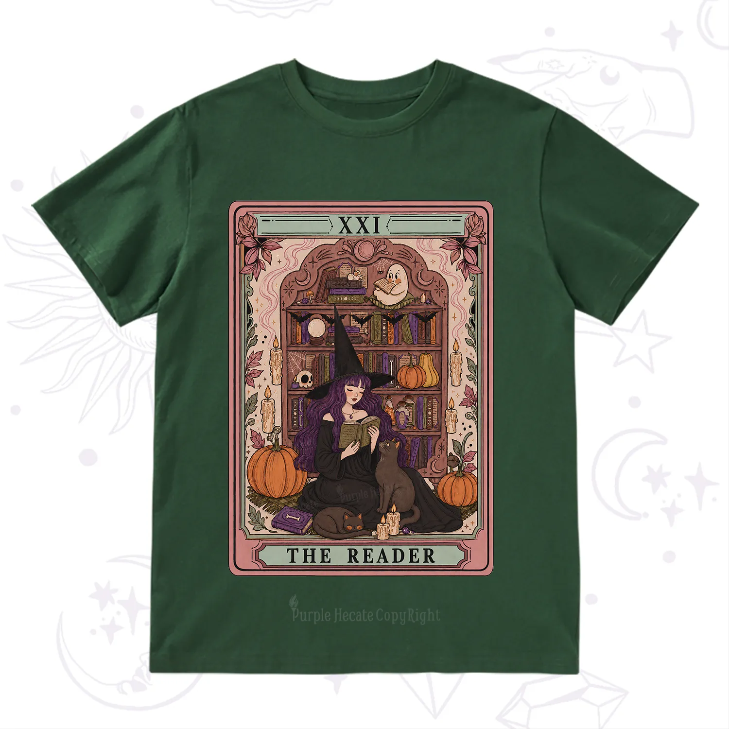 Purplehecate The Reader Tarot Bookish Witch T-Shirt