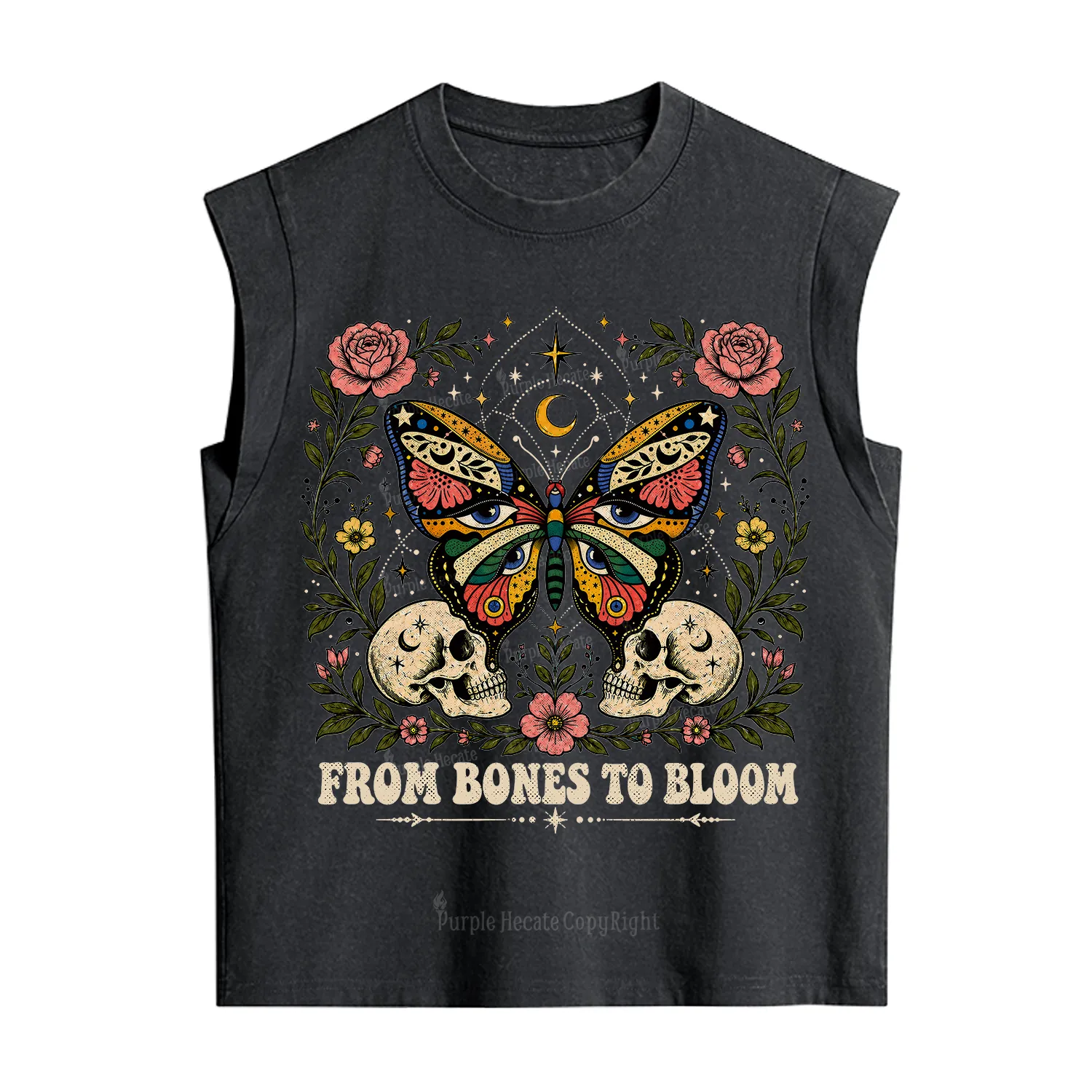 Purplehecate From Bones to Bloom Butterfly Vintage Washed Tank