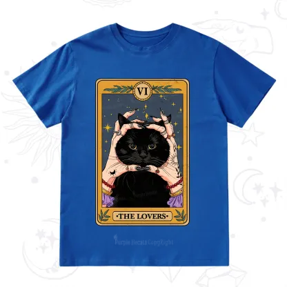 Purplehecate Black Cat The Lovers Tarot Card T-Shirt