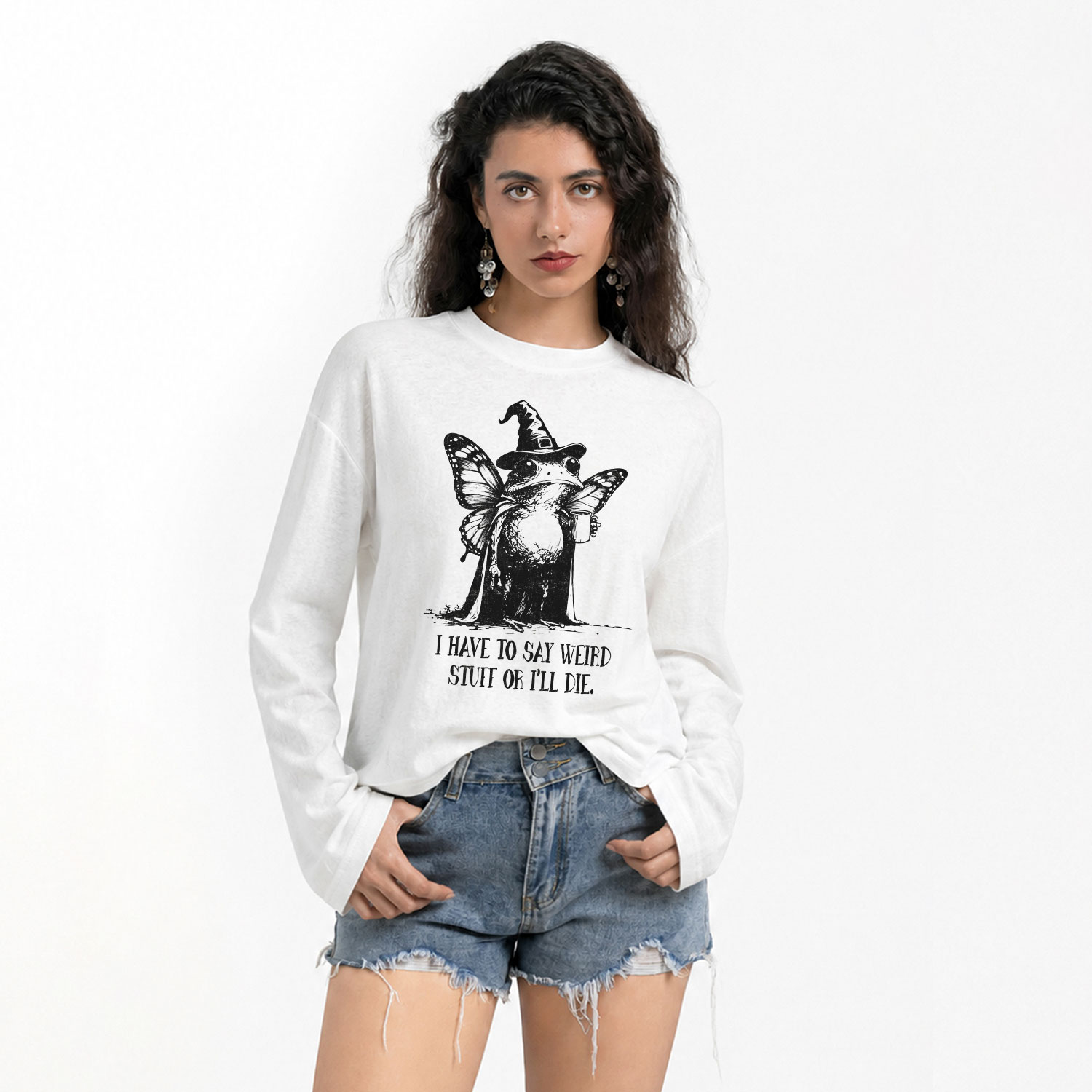 Purplehecate I Have to Say Weird Stuff Or I'll Die Slub Long Sleeve T-Shirt