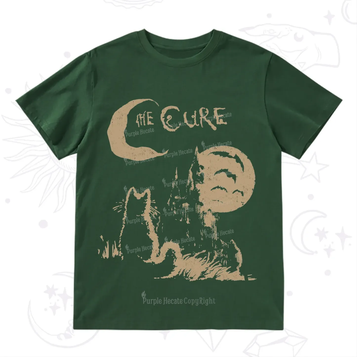 Purplehecate Goth Moon Cat Post-Punk T-Shirt