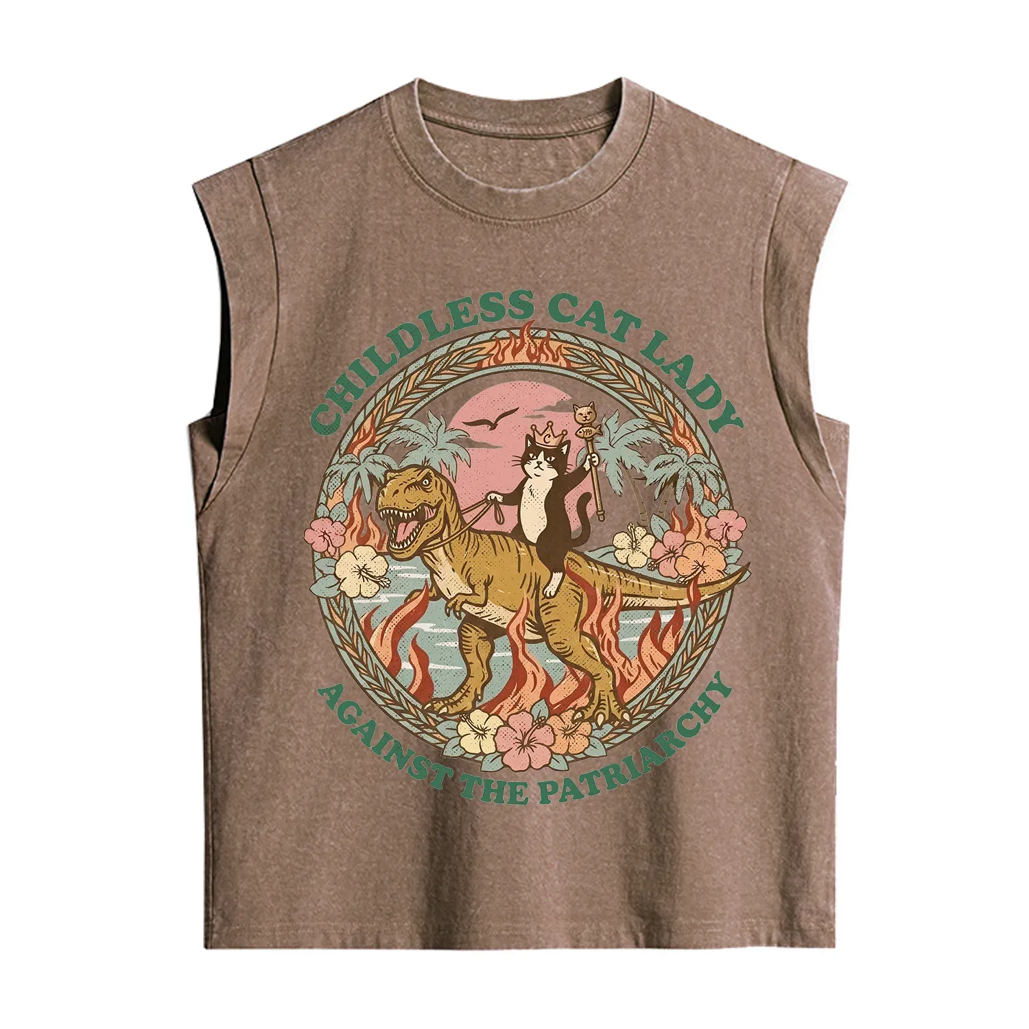 Purplehecate Childless Cat Lady Burn the Patriarchy Vintage Washed Tank