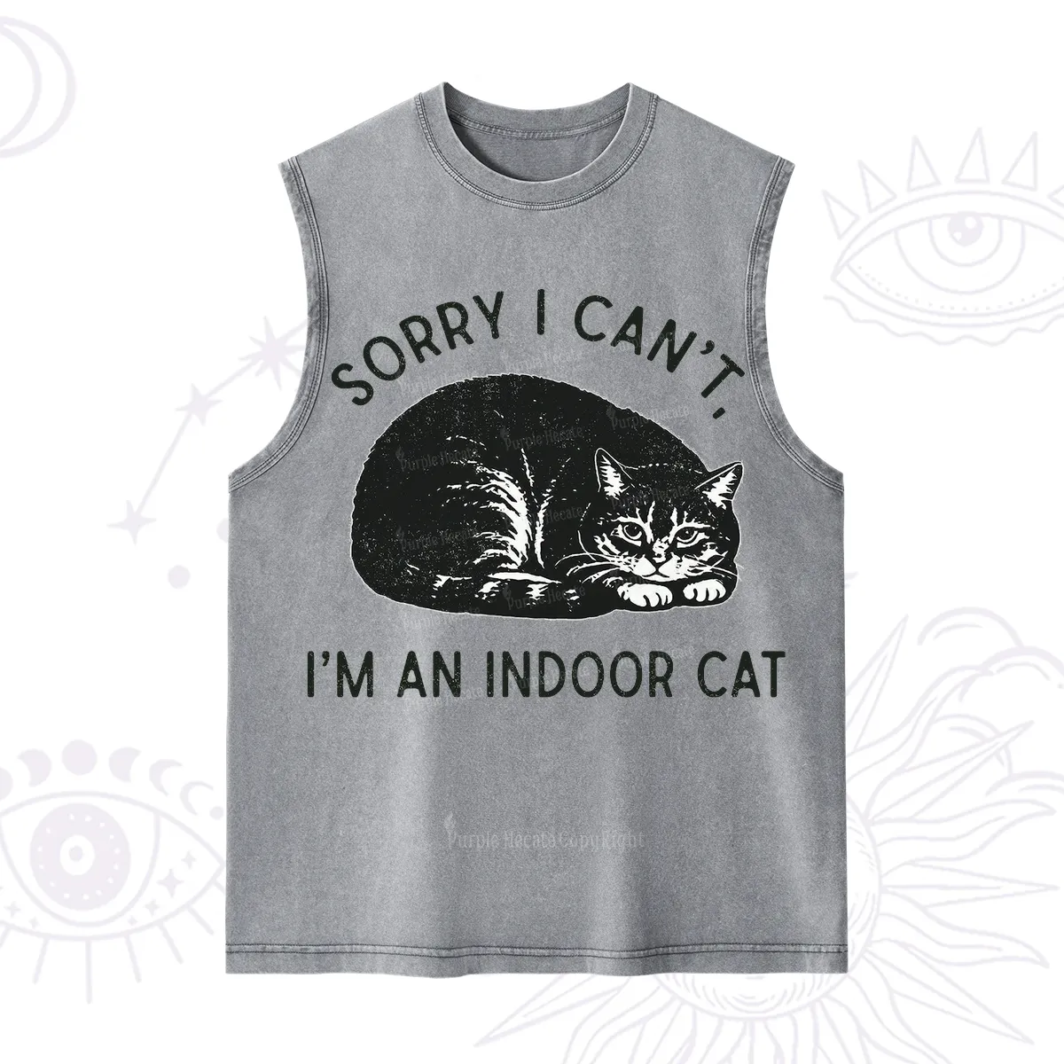 Purplehecate Sorry I Can't I'm an Indoor Cat Washed Tank