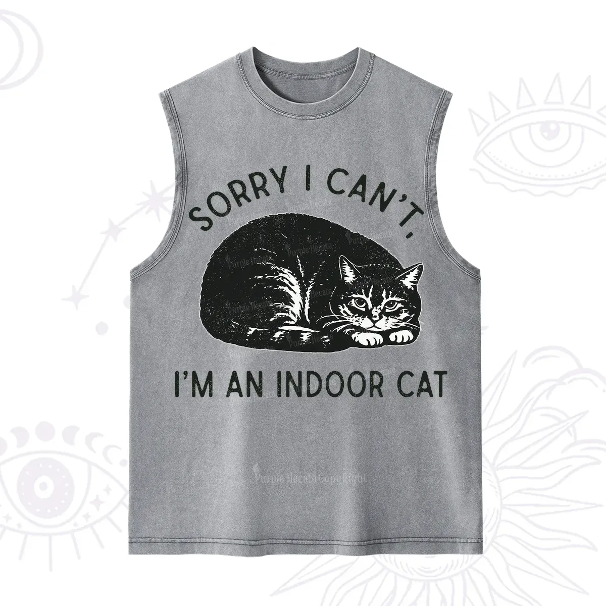 Purplehecate Sorry I Can't I'm an Indoor Cat Washed Tank