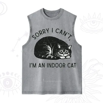 Purplehecate Sorry I Can't I'm an Indoor Cat Washed Tank