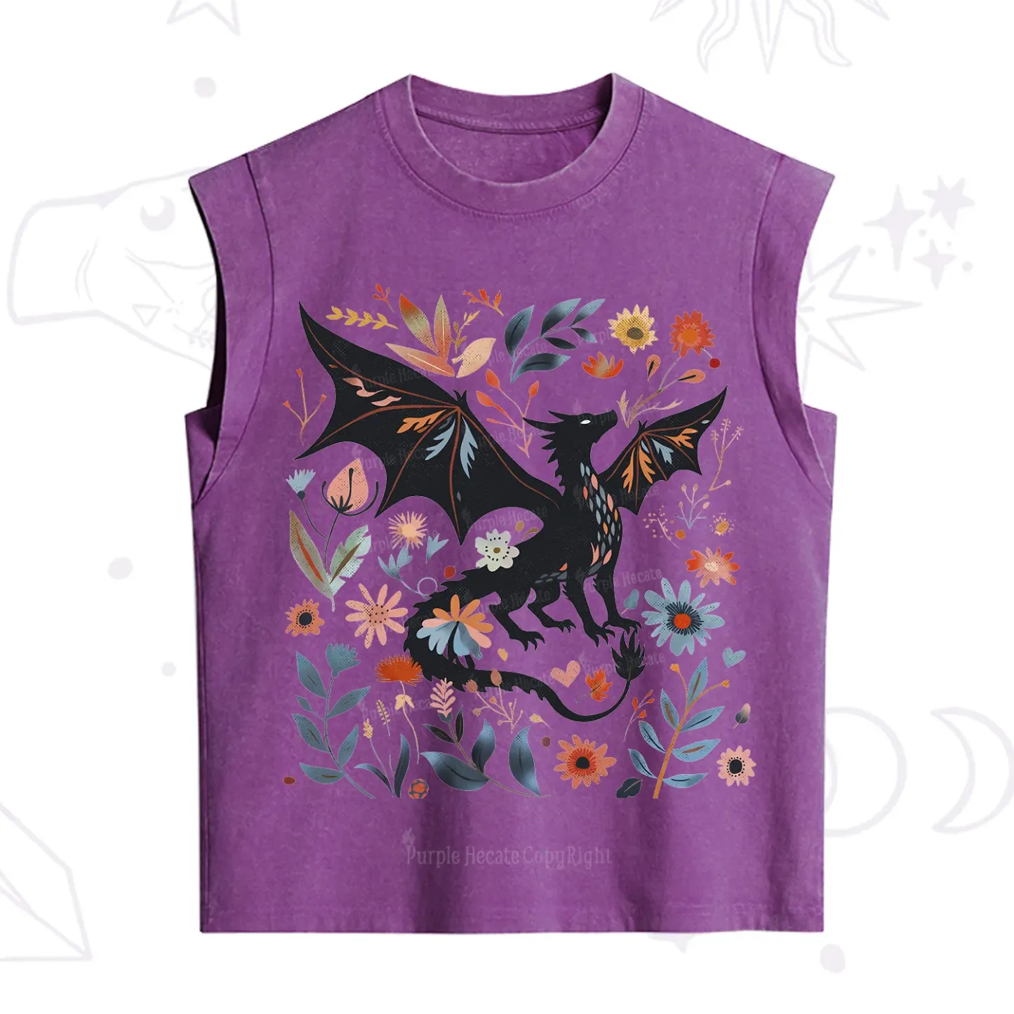 Purplehecate Vintage Fantasy Wyvern Bookish Vintage Washed Tank