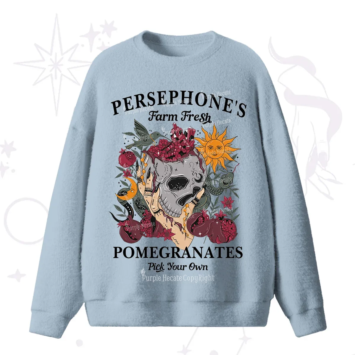 Purplehecate Persephone's Farm Fresh Pomegranates Pick Your Own Fuzzy Ugly Sweater