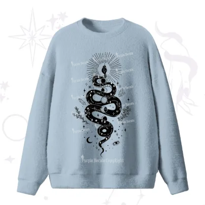 Purplehecate Mystical Moon Phases Snake Fuzzy Ugly Sweater
