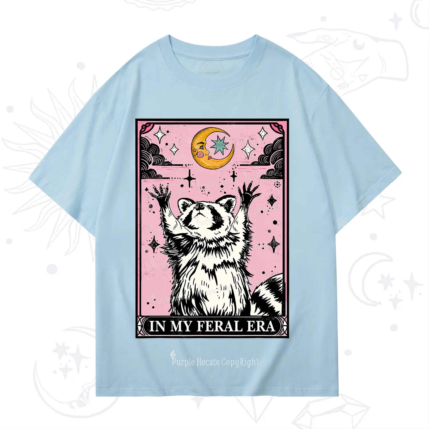 Purplehecate The In My Feral Era Tarot Raccoon T-Shirt