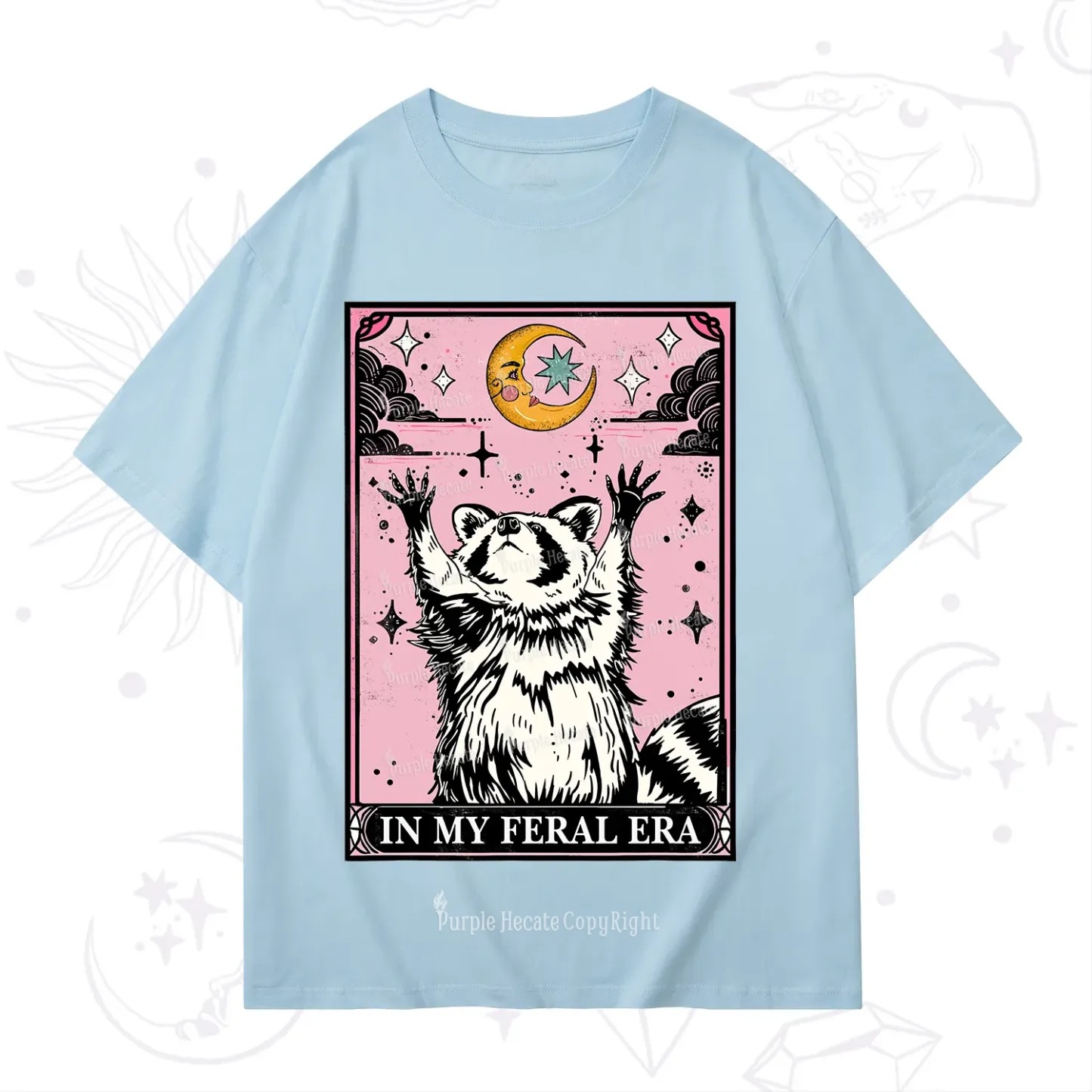 Purplehecate The In My Feral Era Tarot Raccoon T-Shirt