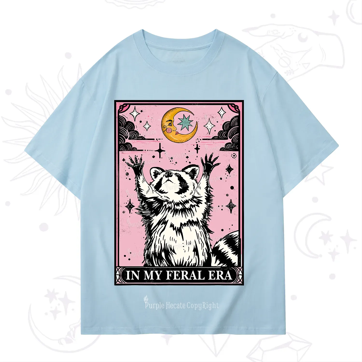 Purplehecate The In My Feral Era Tarot Raccoon T-Shirt
