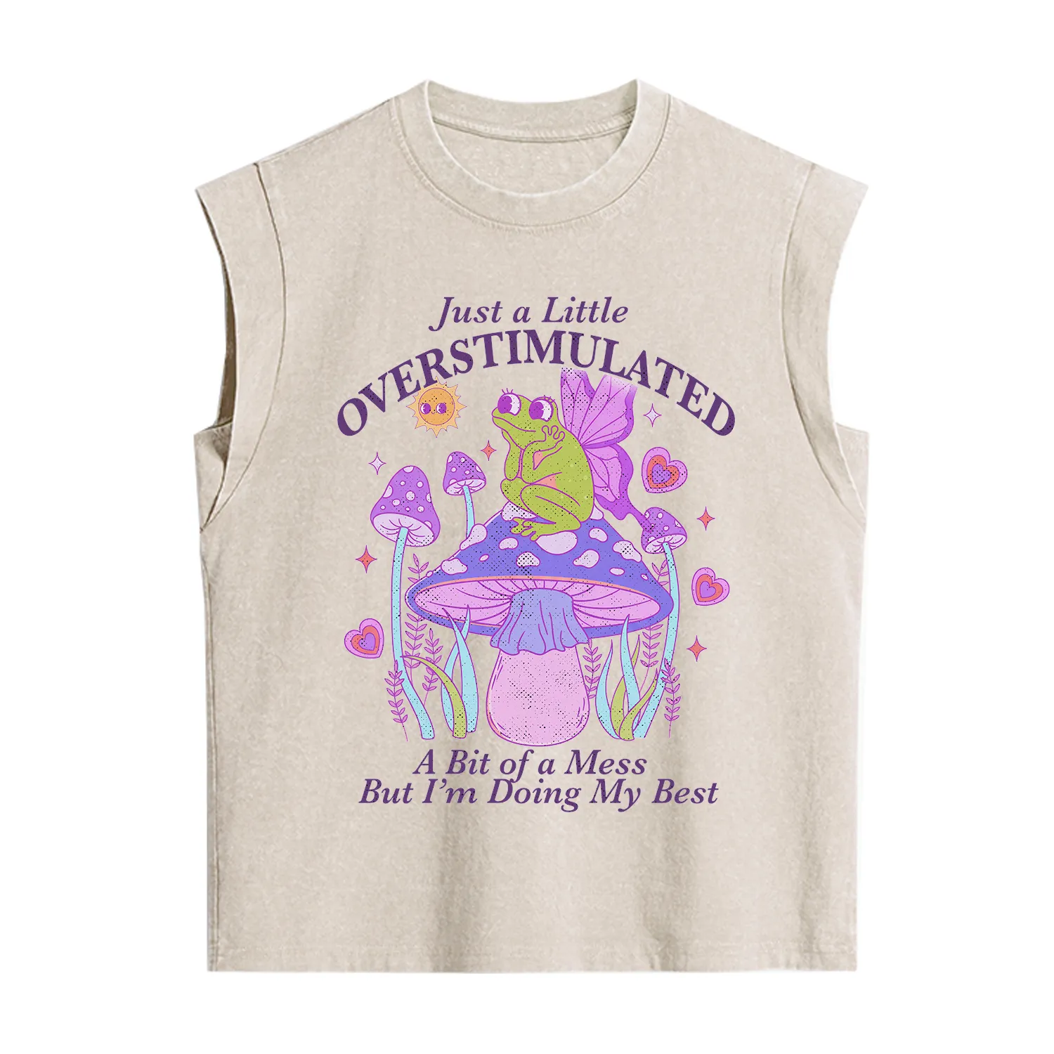Purplehecate Just a Little Overstimulated Frog Vintage Washed Tank