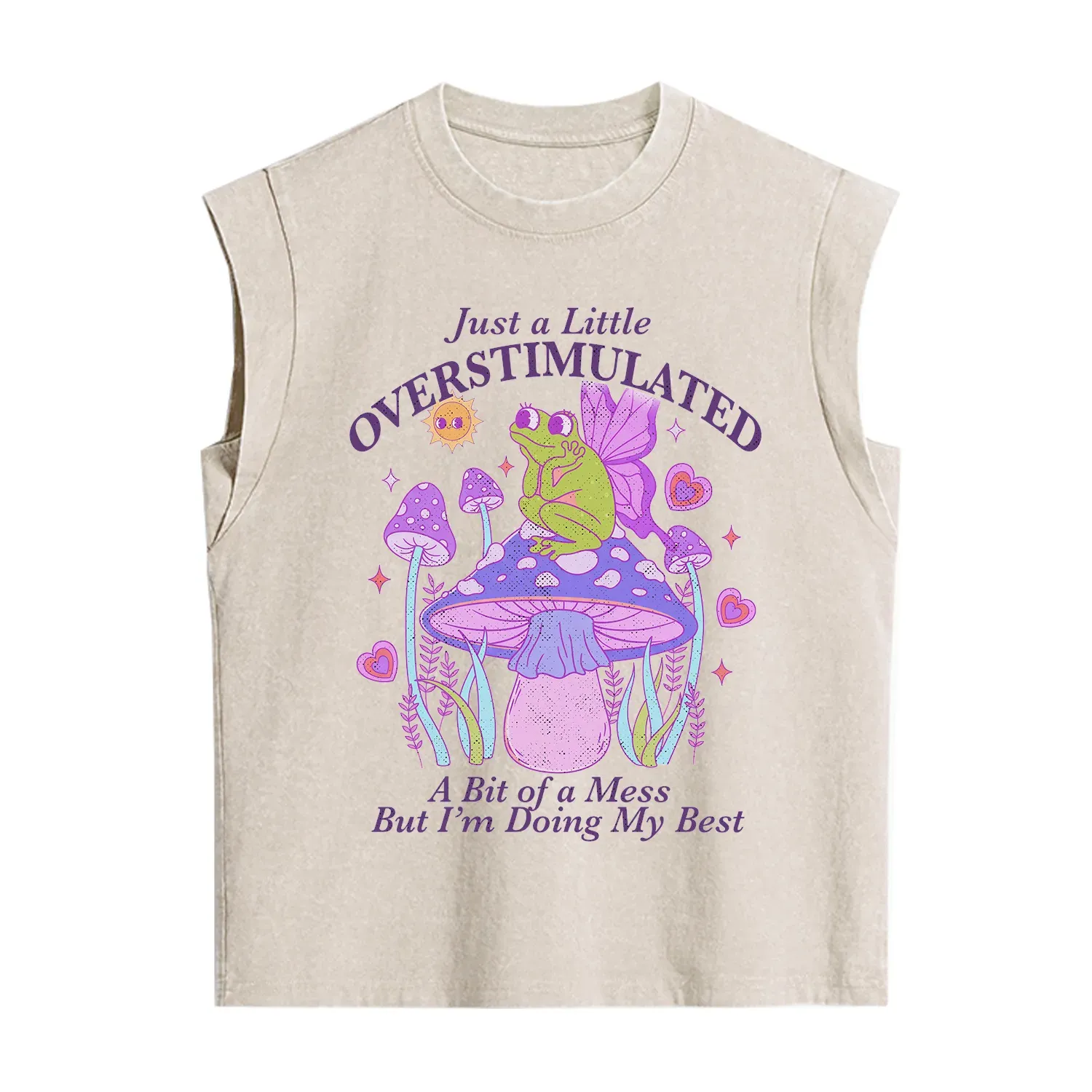 Purplehecate Just a Little Overstimulated Frog Vintage Washed Tank