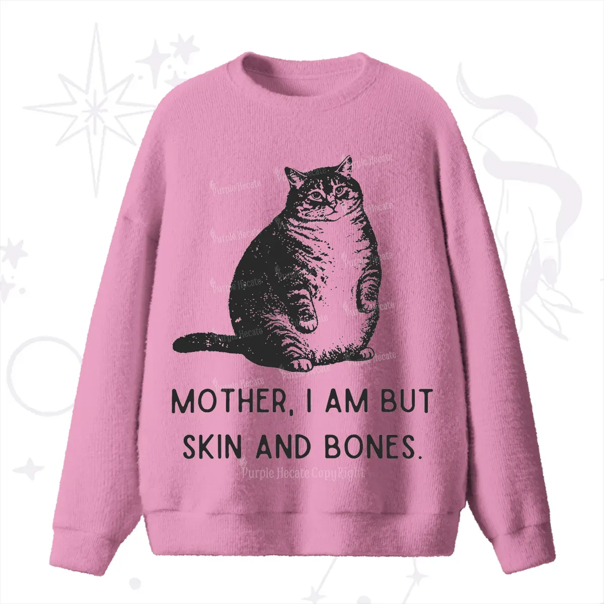 Purplehecate Cat Mother I Am But Skin And Bones Fuzzy Ugly Sweater
