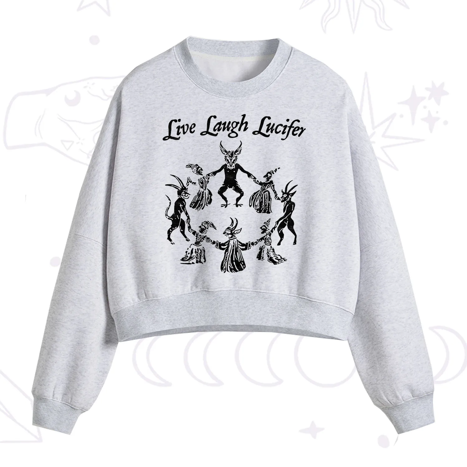 Purplehecate Live Laugh Lucifer Fleece Cropped Sweatshirt