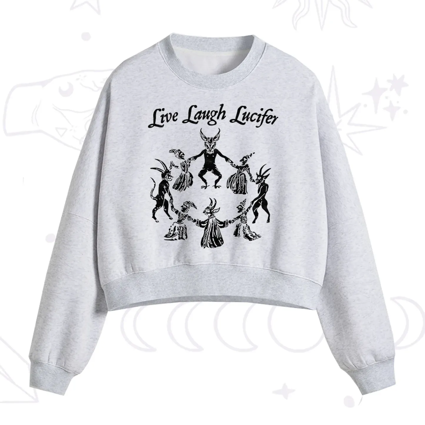 Purplehecate Live Laugh Lucifer Fleece Cropped Sweatshirt