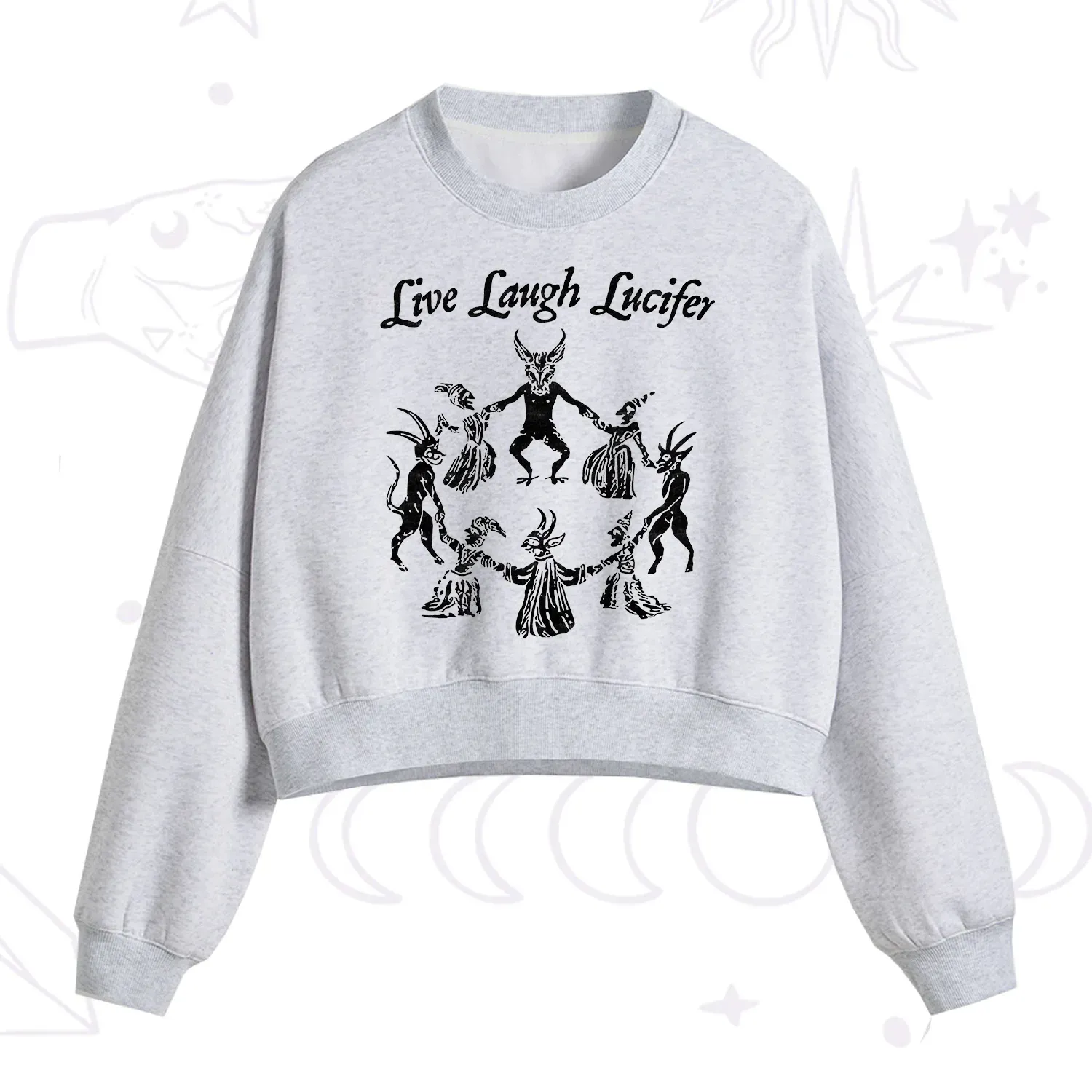 Purplehecate Live Laugh Lucifer Fleece Cropped Sweatshirt