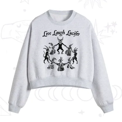 Purplehecate Live Laugh Lucifer Fleece Cropped Sweatshirt