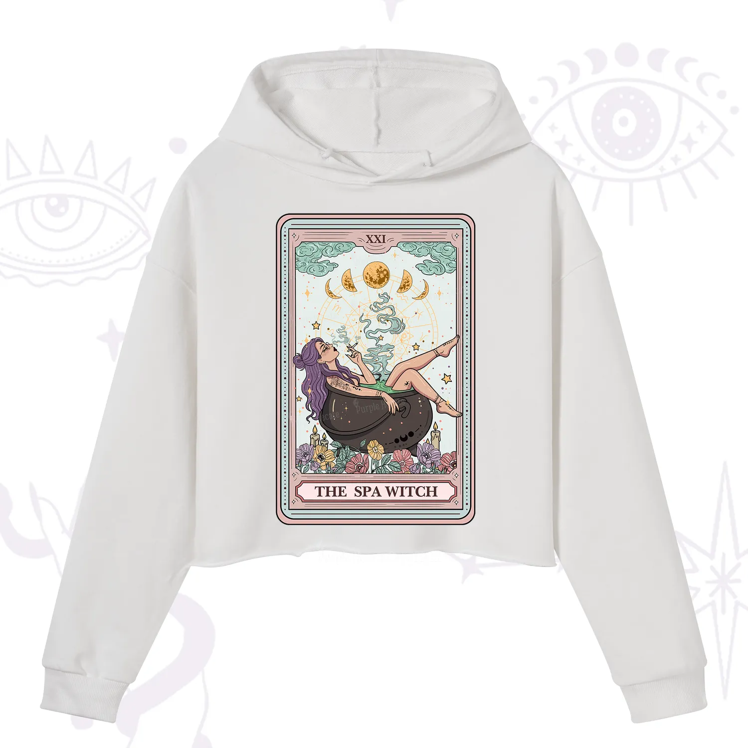 Purplehecate The Spa Witch Tarot Card Crop Hoodie