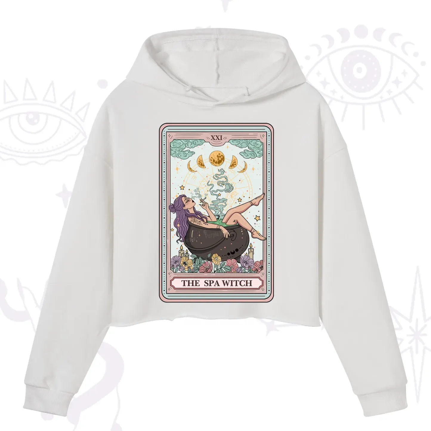 Purplehecate The Spa Witch Tarot Card Crop Hoodie