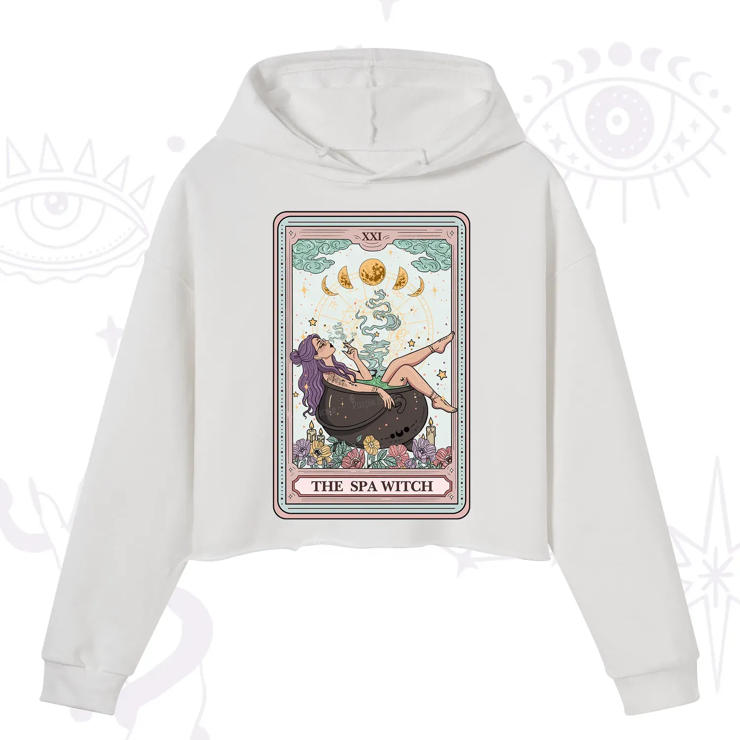 Purplehecate The Spa Witch Tarot Card Crop Hoodie