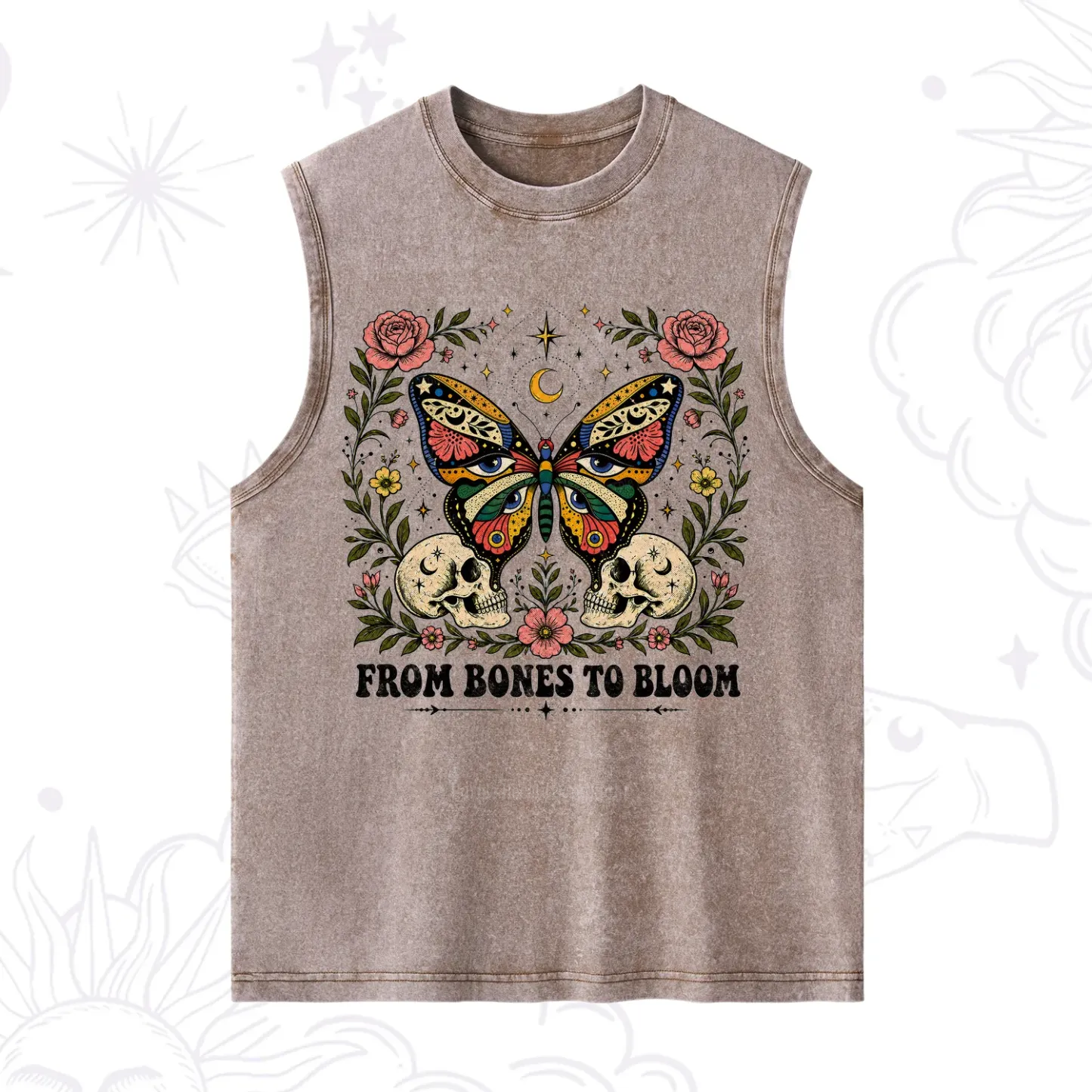 Purplehecate From Bones to Bloom Butterfly Washed Tank