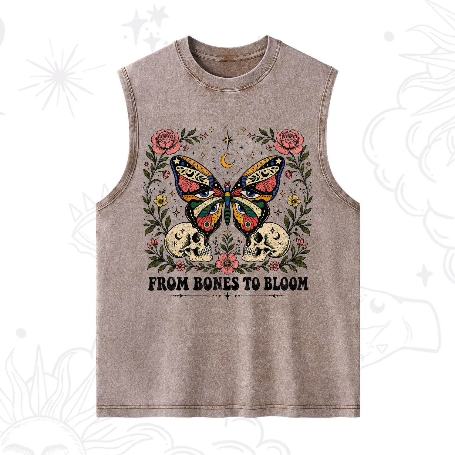 Purplehecate From Bones to Bloom Butterfly Washed Tank