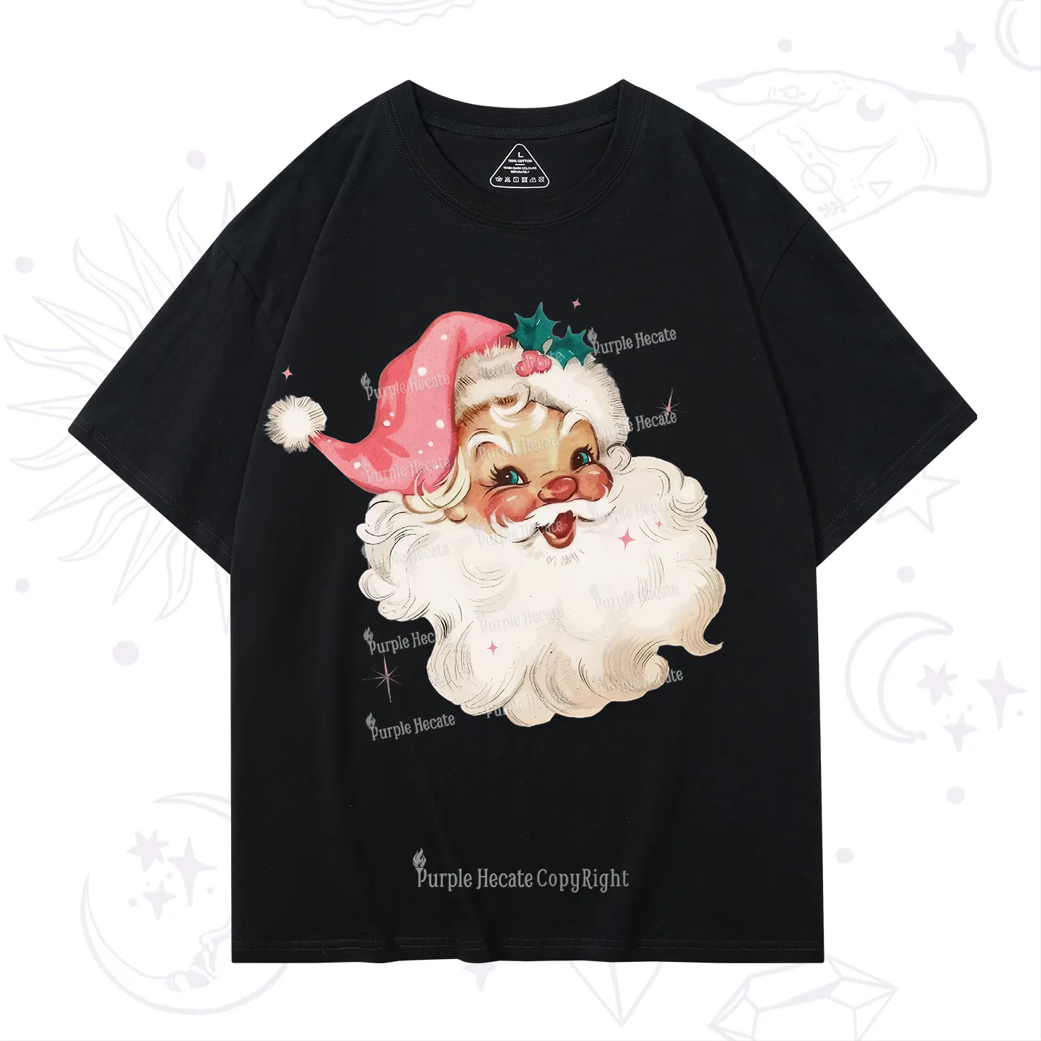 Purplehecate Pink Santa Christmas T-Shirt