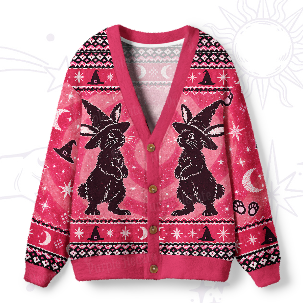 Purplehecate  Magic Witch Rabbit Ugly Cardigan Sweaters