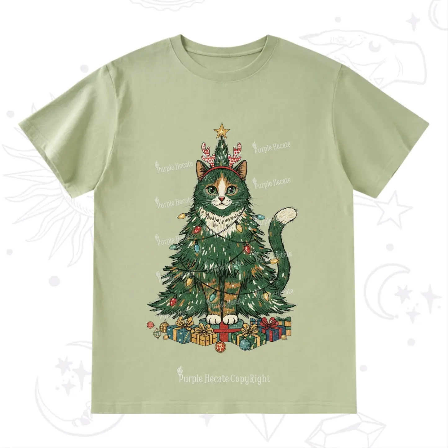 Purplehecate Cute Cats Christmas Tree T-Shirt