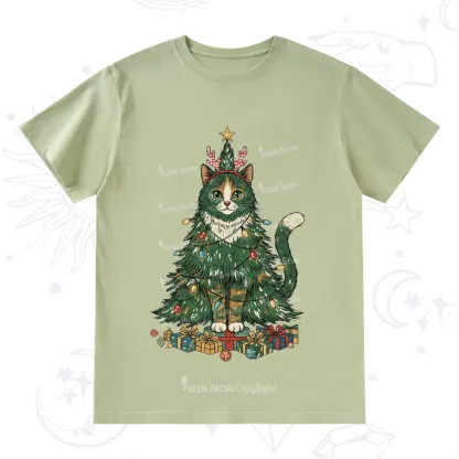 Purplehecate Cute Cats Christmas Tree T-Shirt