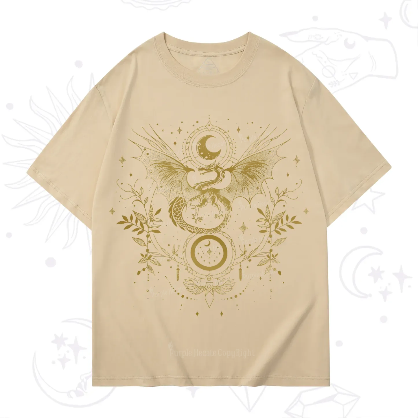 Purplehecate Celestial Dragon Moon Phase T-Shirt