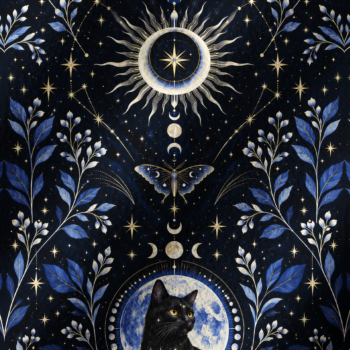 Purplehecate Lunar Oracle Witch's Cat Off Shoulder Long Sleeve Knit Top