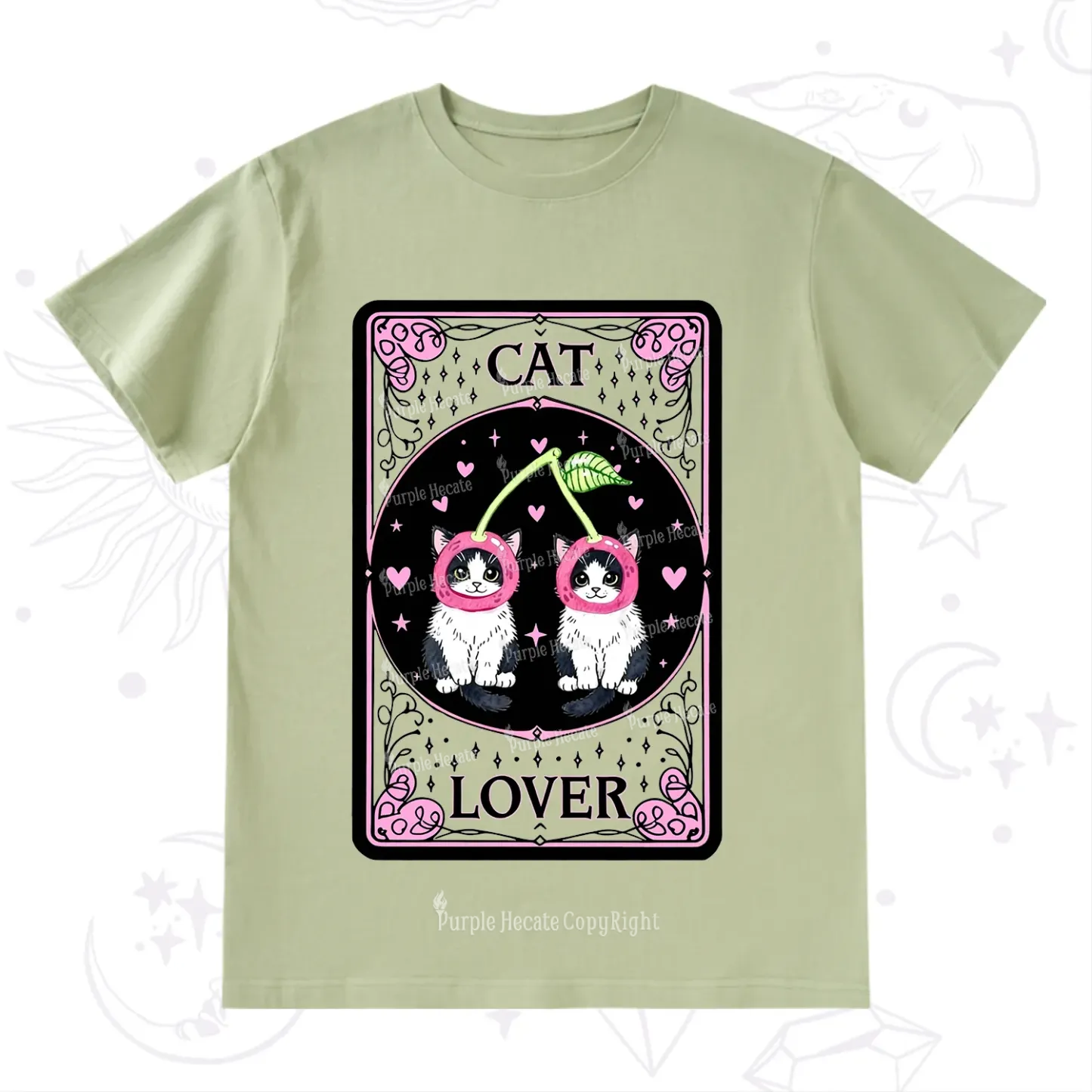 Purplehecate The Lovers Cherry Cat Tarot T-Shirt