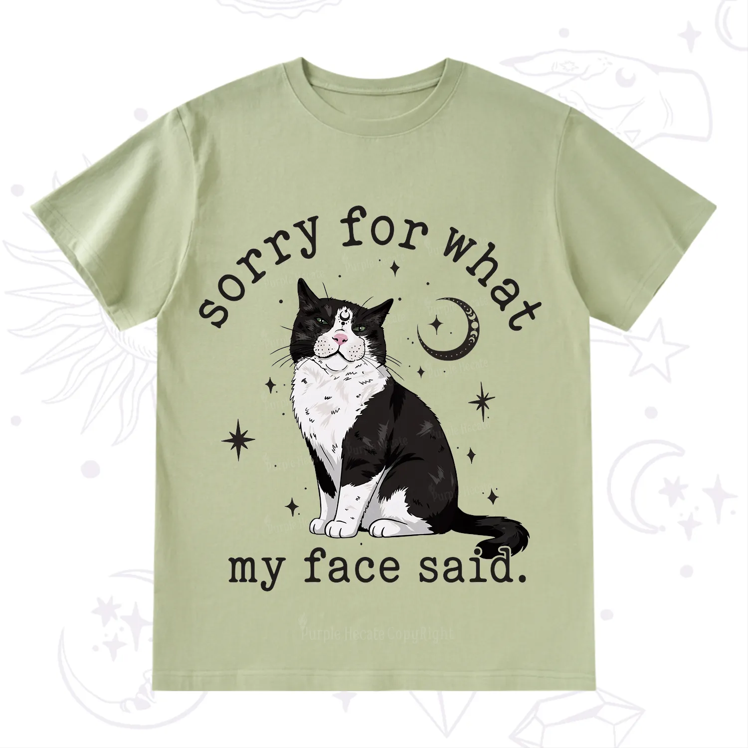 Purplehecate Sorry For What My Face Said Cat T-Shirt
