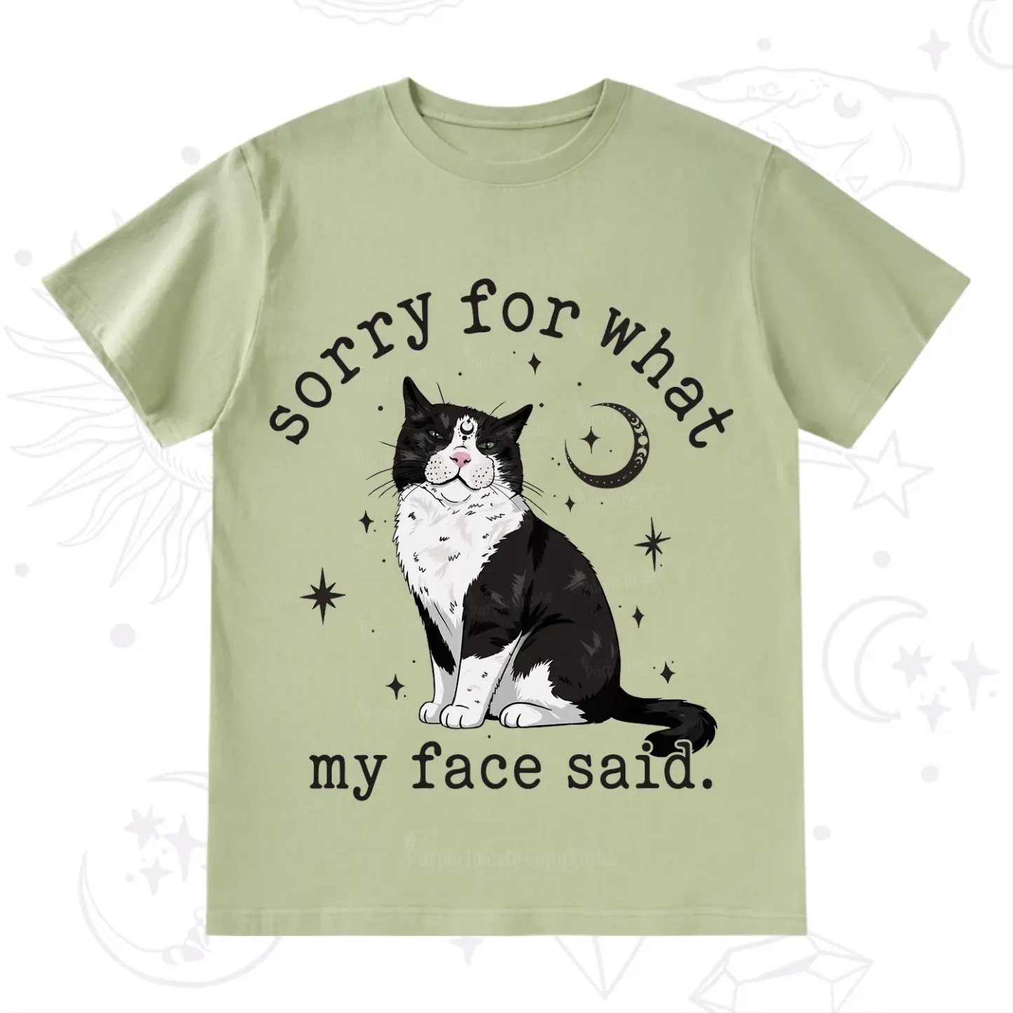 Purplehecate Sorry For What My Face Said Cat T-Shirt
