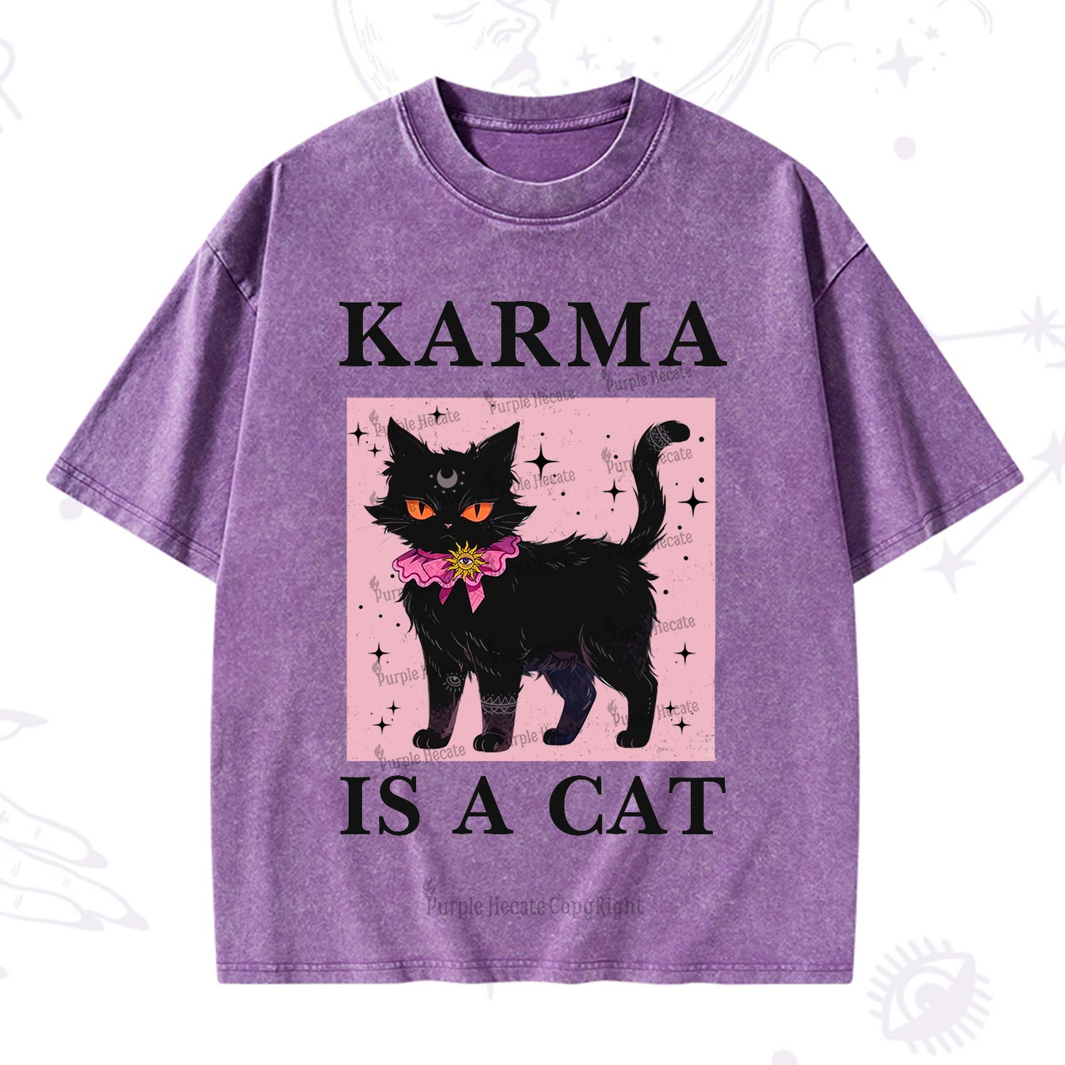 Purplehecate Karma Is A Cat Washed T-Shirt