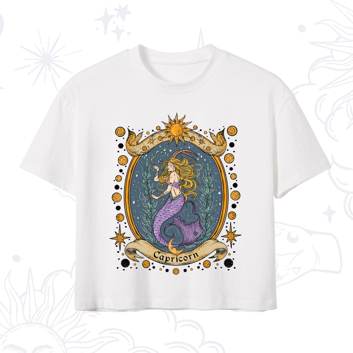 Purplehecate Celestial Capricorn Zodiac Crop T-Shirt 