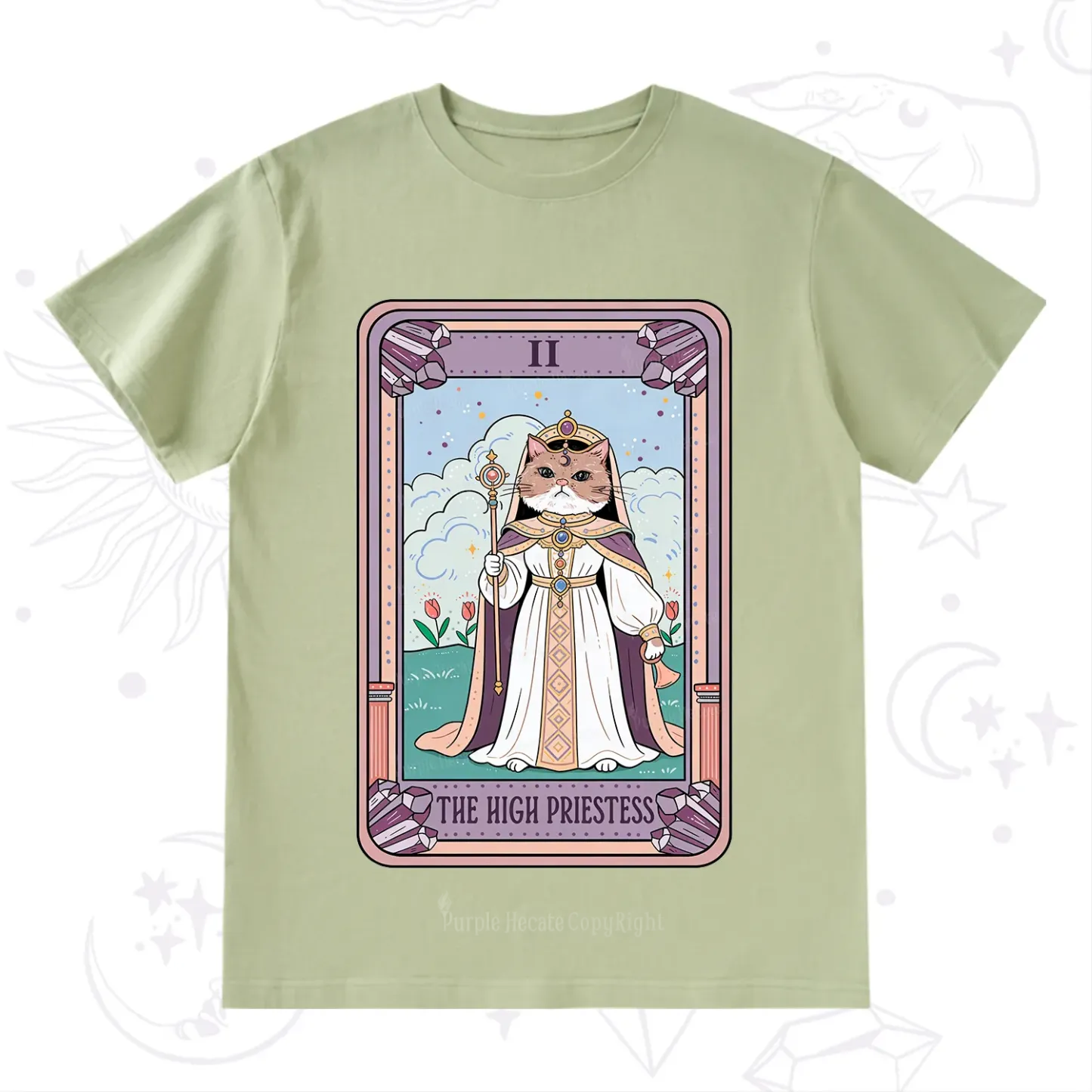 Purplehecate The High Priestess Cat Tarot T-Shirt