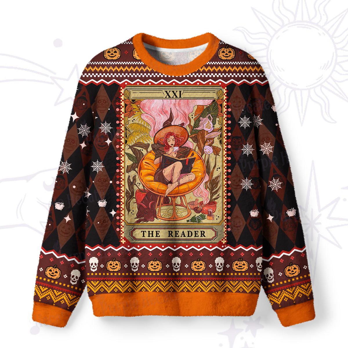 Purplehecate The Reader Tarot Card Ugly Halloween Sweatshirts
