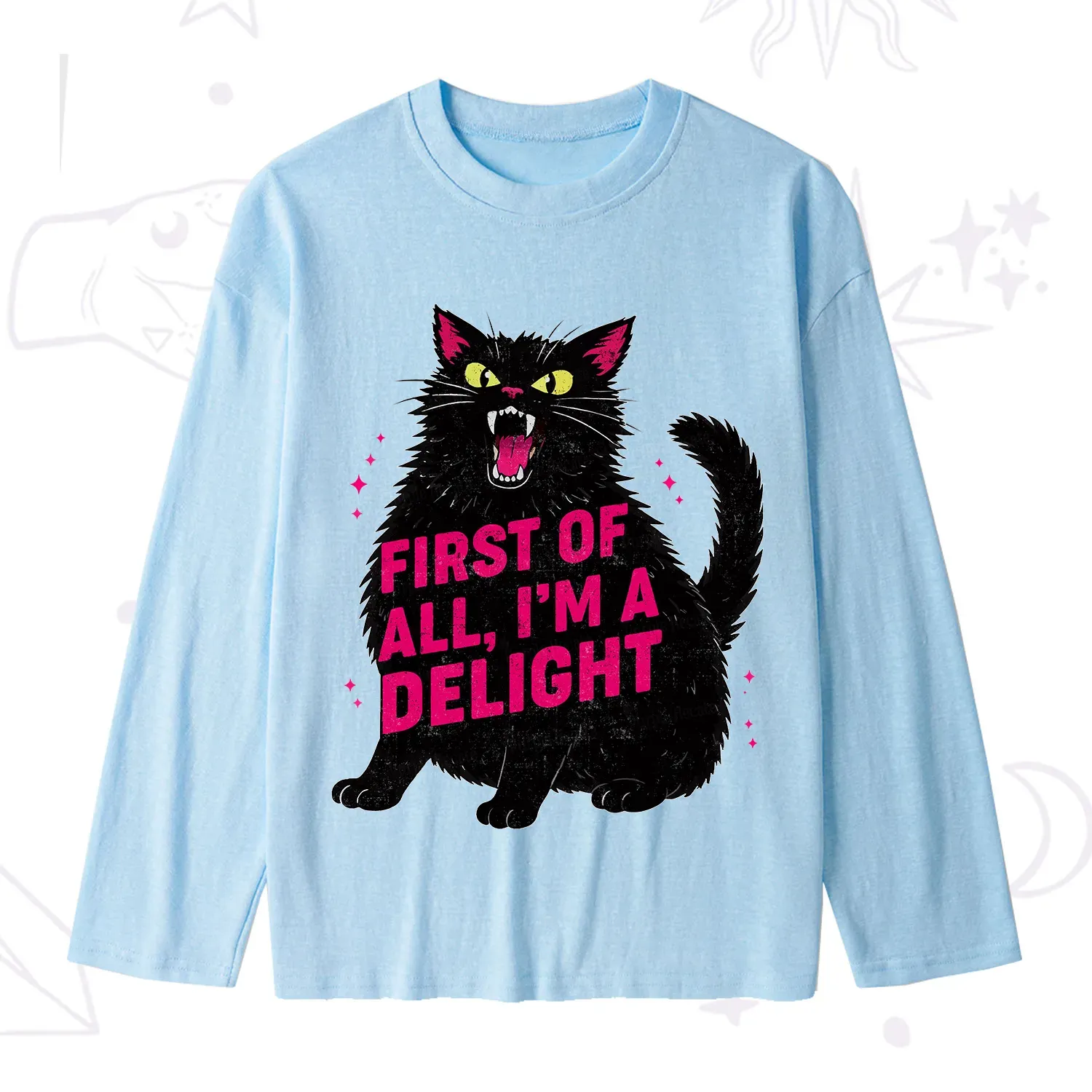 Purplehecate First Of All I'm A Delight Cat Slub Long Sleeve T-Shirt