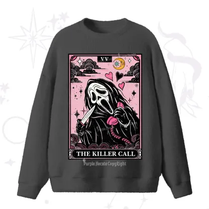 Purplehecate The Killer Call Tarot Card Fuzzy Ugly Sweater